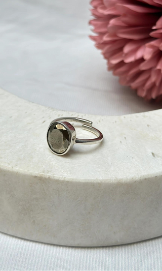 Wealth Attractor - Iron Pyrite Silver Ring - Pyrite is called 'Fool's Gold' due to its shiny appearance.