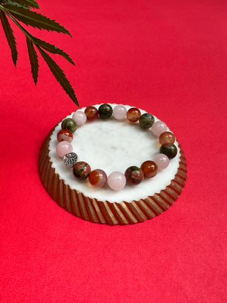 Pregnancy Mixel - This mixel consists of Unakite, Carnelian, and Rose Quartz Crystal Beads, Together they facilitate rebirthing, gently releasing conditions that inhibit spiritual and psychological growth,